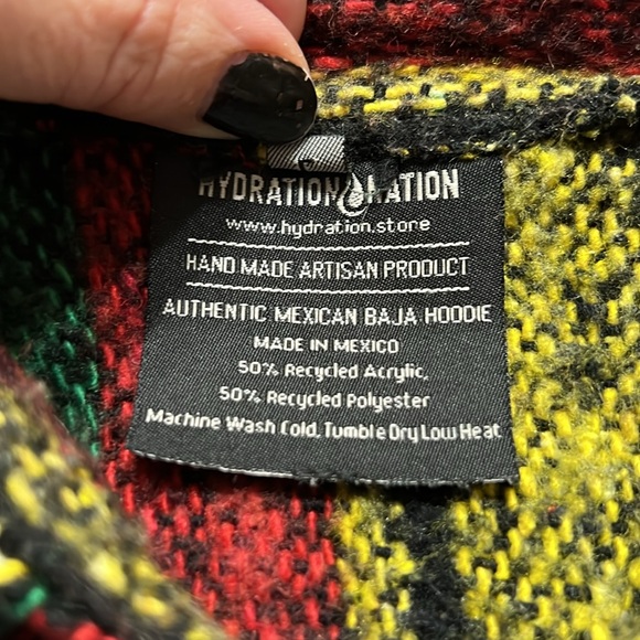 Vintage Hydration Nation Artisan Hemp Ganja Jamaica Style Hoodie Sz L GUC - Picture 3 of 8